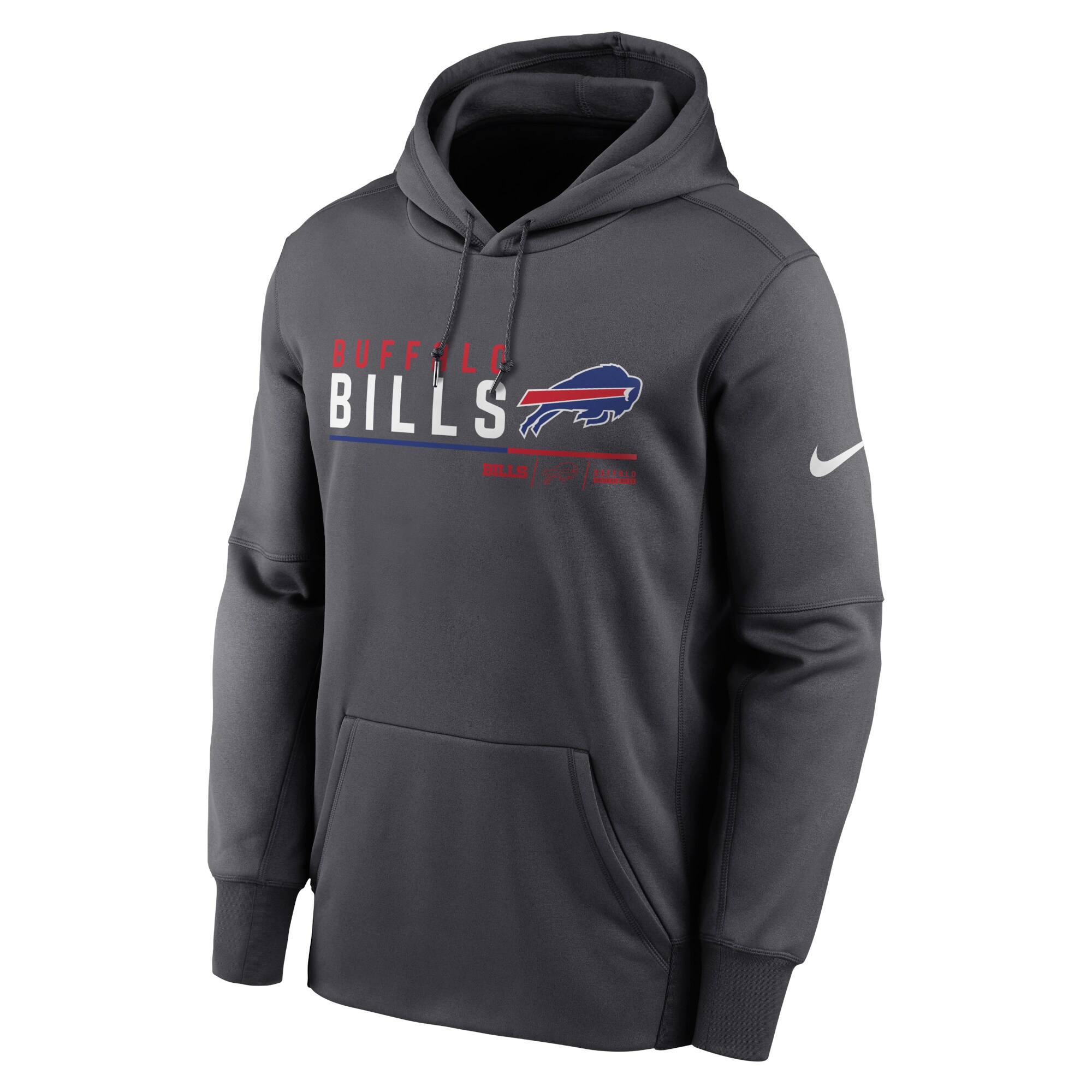Men's Buffalo Bills Nike Anthracite Prime Logo Name Split Pullover Hoodie