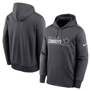 Men's Dallas Cowboys Nike Anthracite Prime Logo Name Split Pullover Hoodie