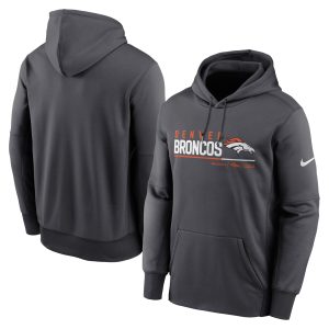Men's Denver Broncos Nike Anthracite Prime Logo Name Split Pullover Hoodie