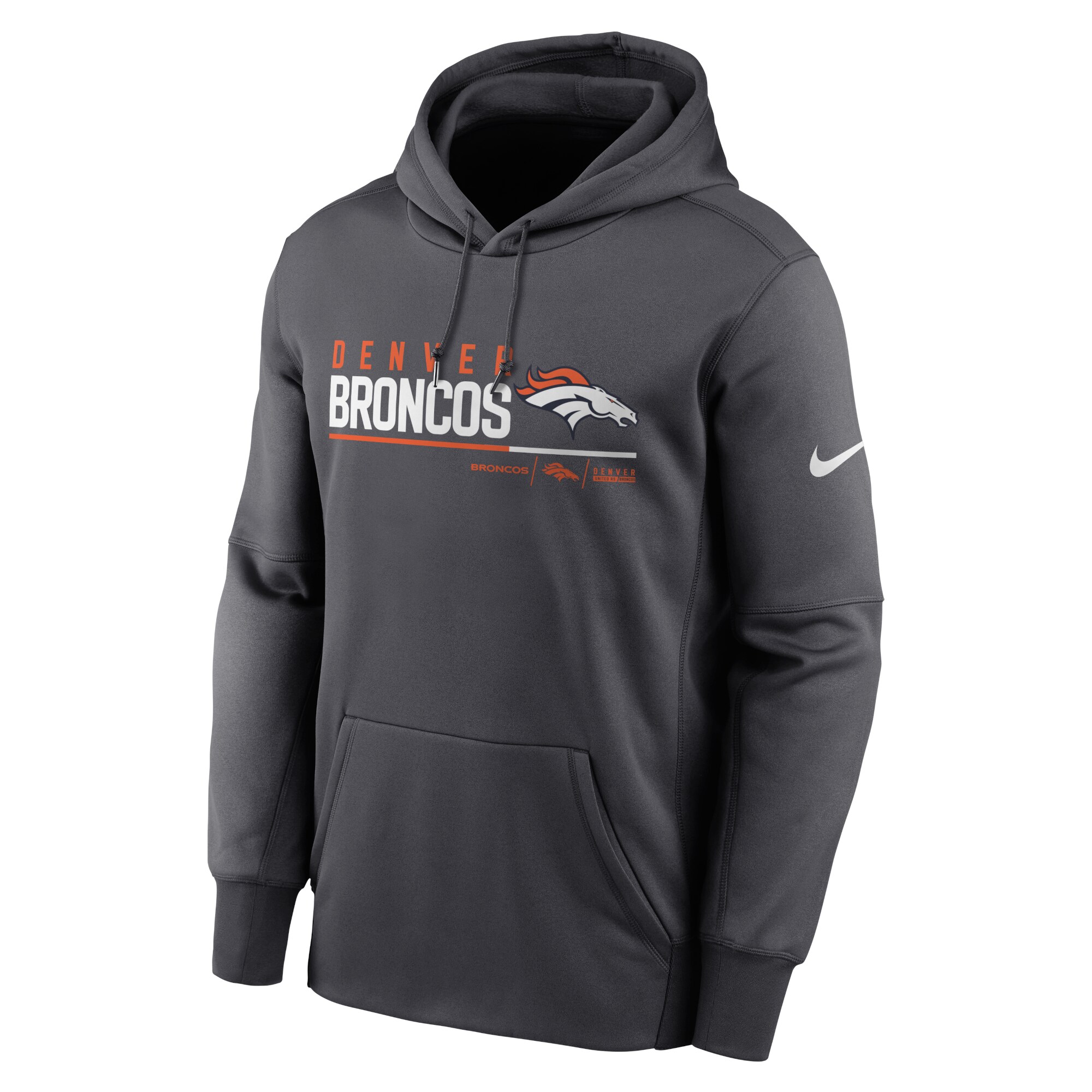 Men's Denver Broncos Nike Anthracite Prime Logo Name Split Pullover Hoodie