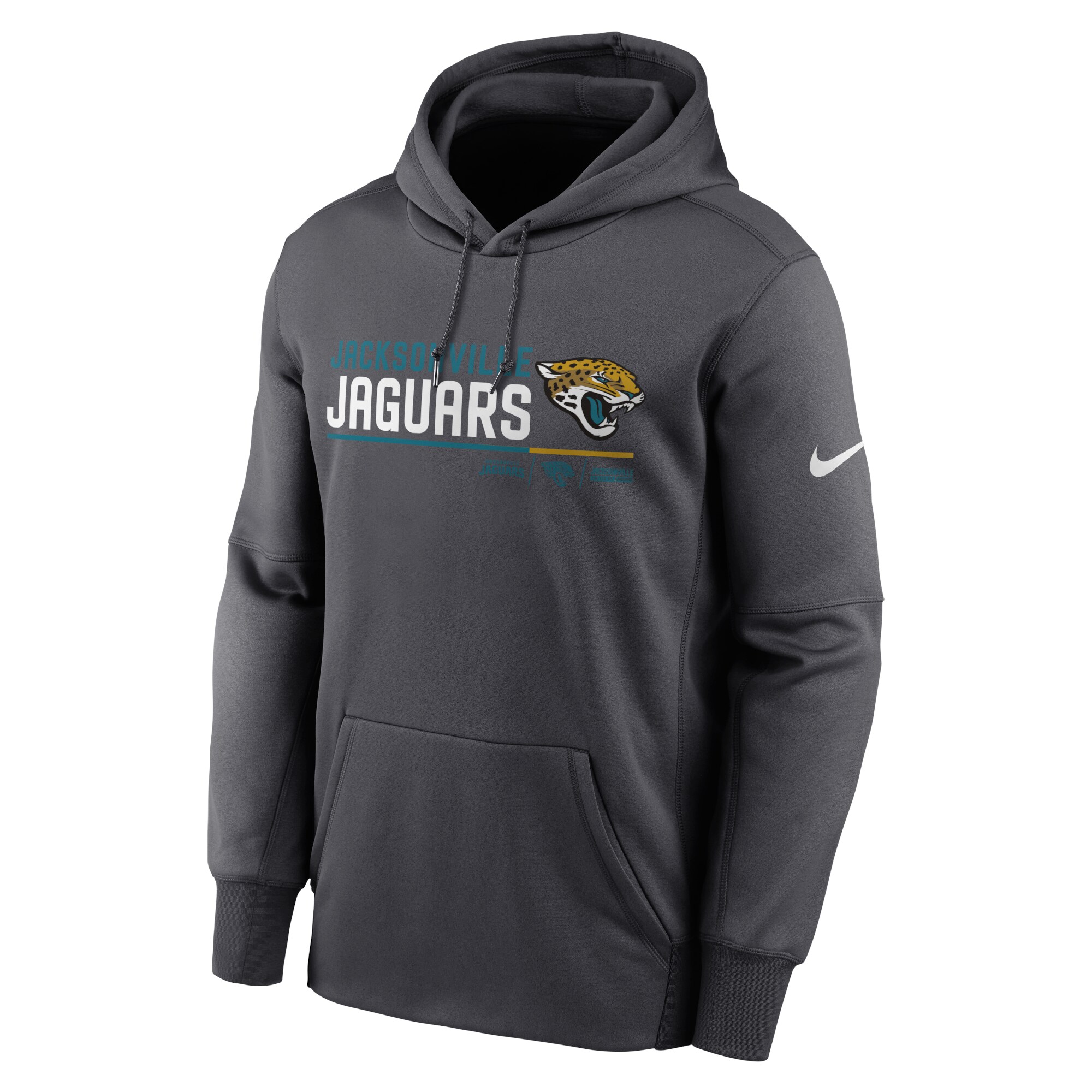 Men's Jacksonville Jaguars Nike Anthracite Prime Logo Name Split Pullover Hoodie