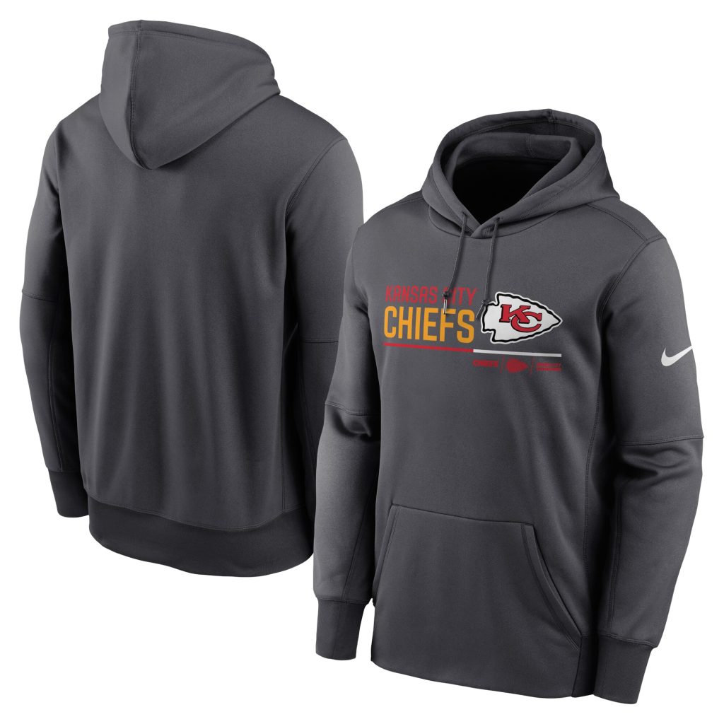 Men's Kansas City Chiefs Nike Anthracite Prime Logo Name Split Pullover Hoodie