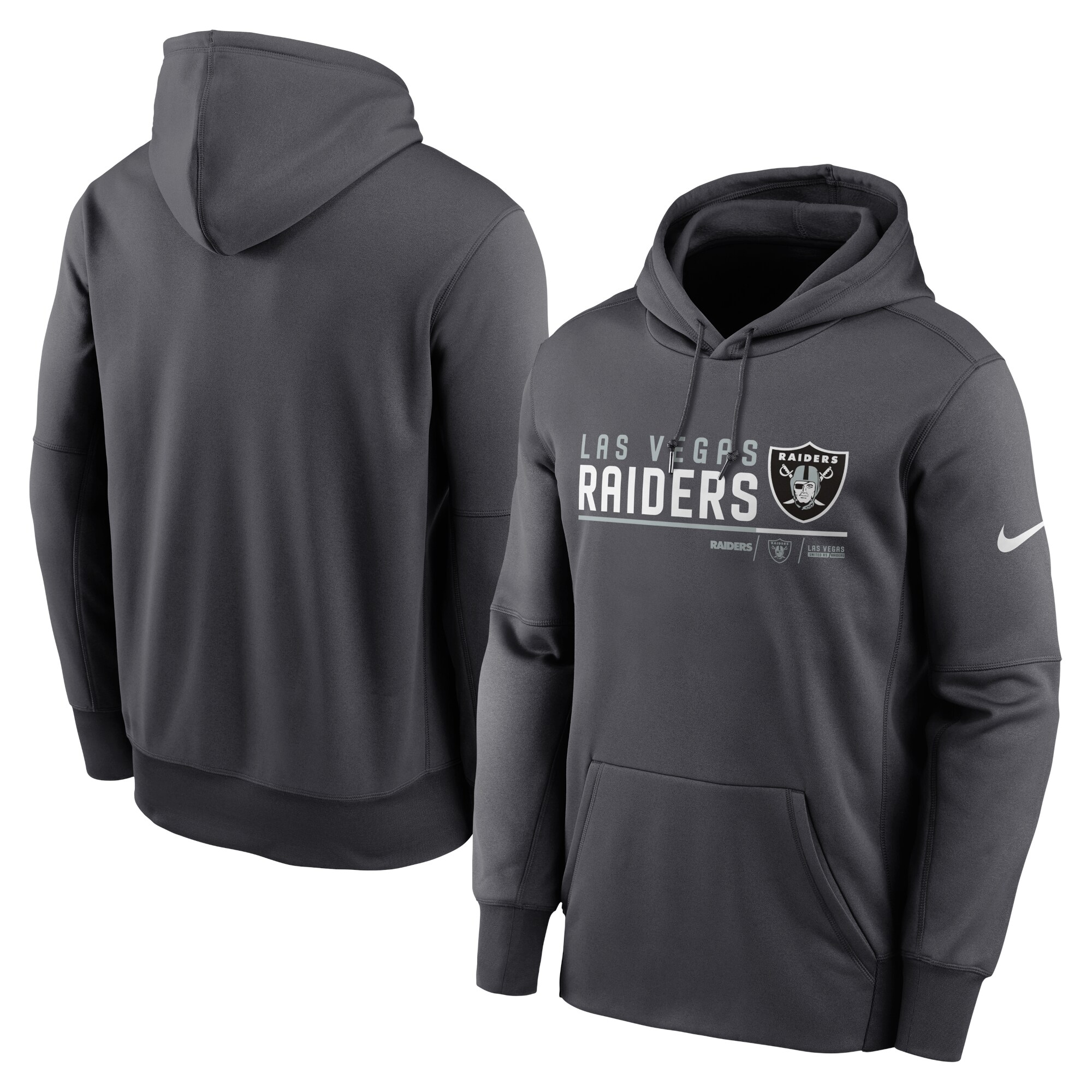 Men's Las Vegas Raiders Nike Anthracite Prime Logo Name Split Pullover Hoodie