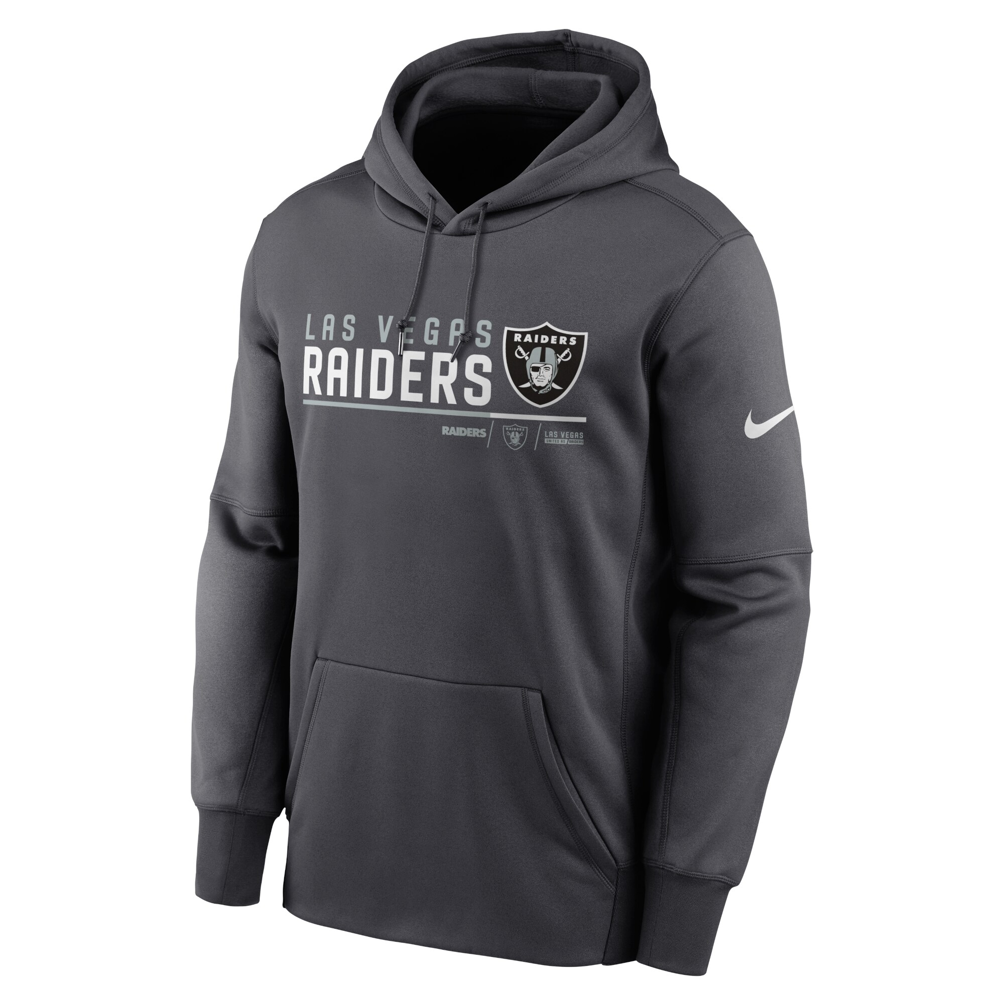 Men's Las Vegas Raiders Nike Anthracite Prime Logo Name Split Pullover Hoodie