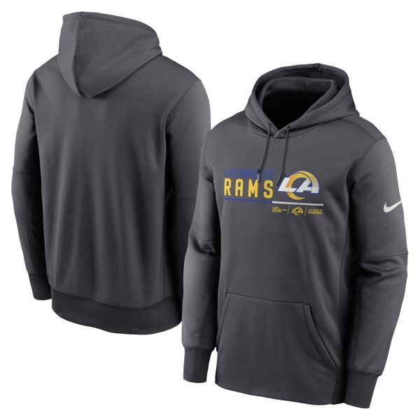 Men's Los Angeles Rams Nike Anthracite Prime Logo Name Split Pullover Hoodie