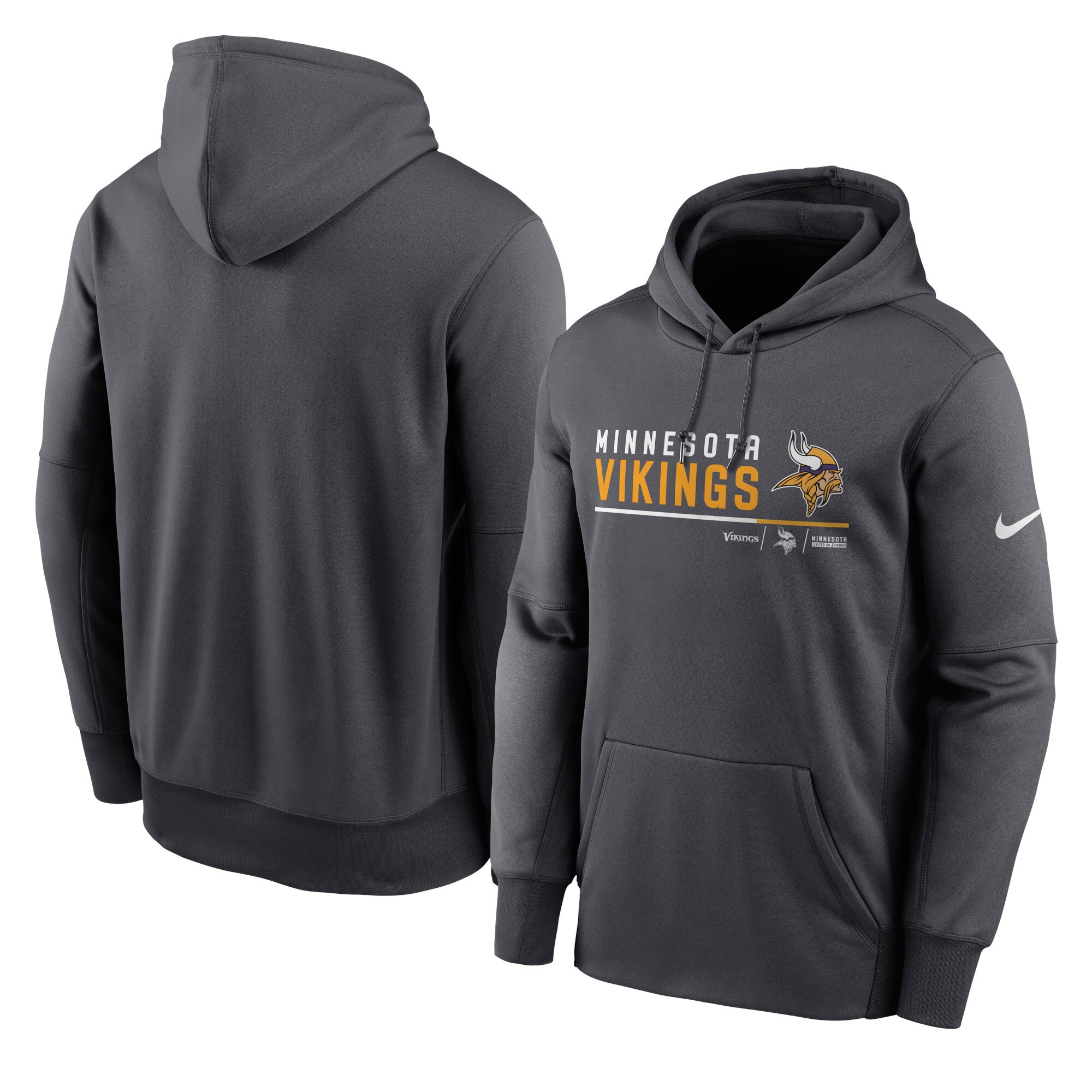 Men's Minnesota Vikings Nike Anthracite Prime Logo Name Split Pullover Hoodie