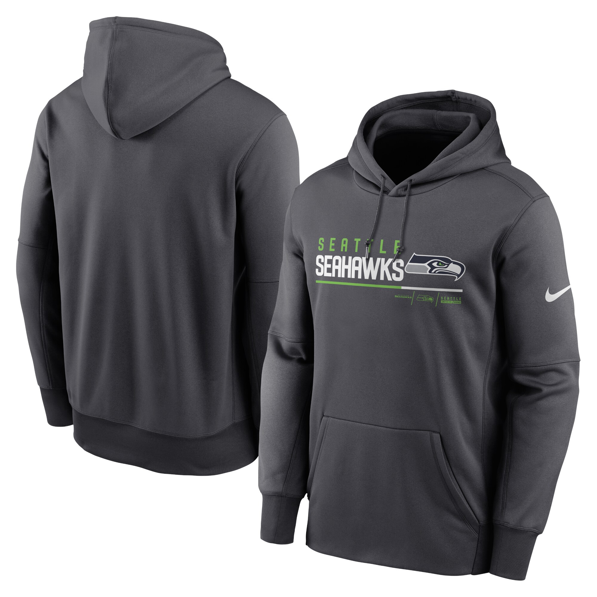 Men's Seattle Seahawks Nike Anthracite Prime Logo Name Split Pullover Hoodie