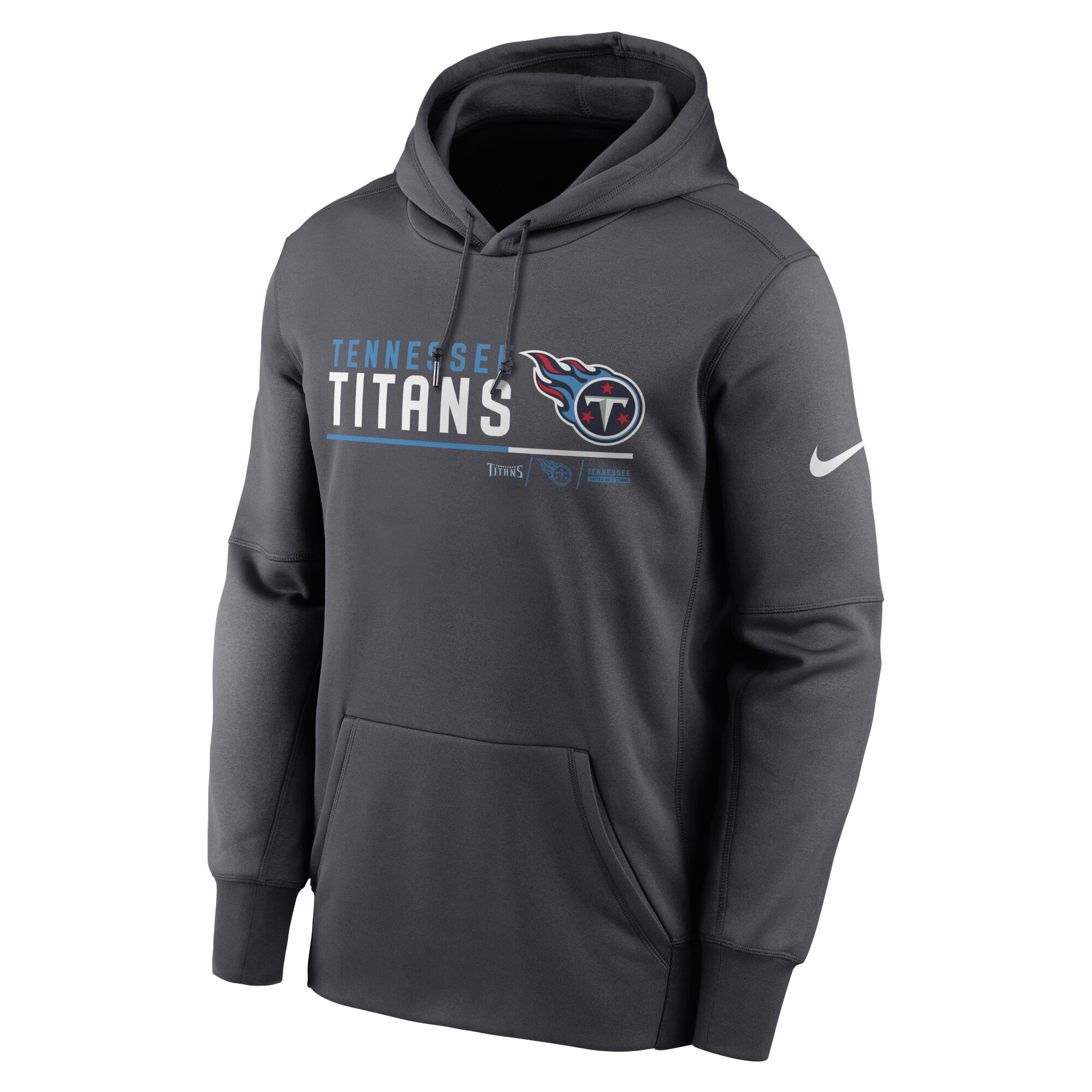 Men's Tennessee Titans Nike Anthracite Prime Logo Name Split Pullover Hoodie