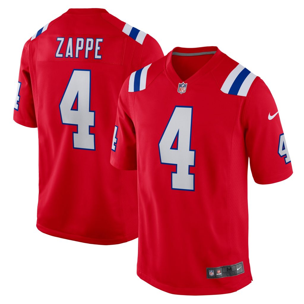Men's New England Patriots Bailey Zappe Nike Red Alternate Game Player Jersey