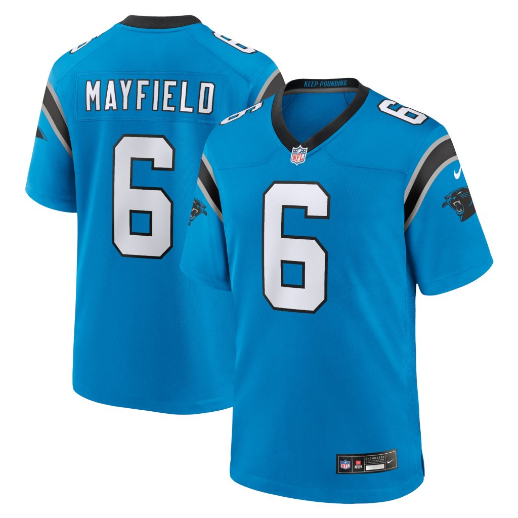 Men's Carolina Panthers Baker Mayfield Nike Blue Alternate Player Game Jersey