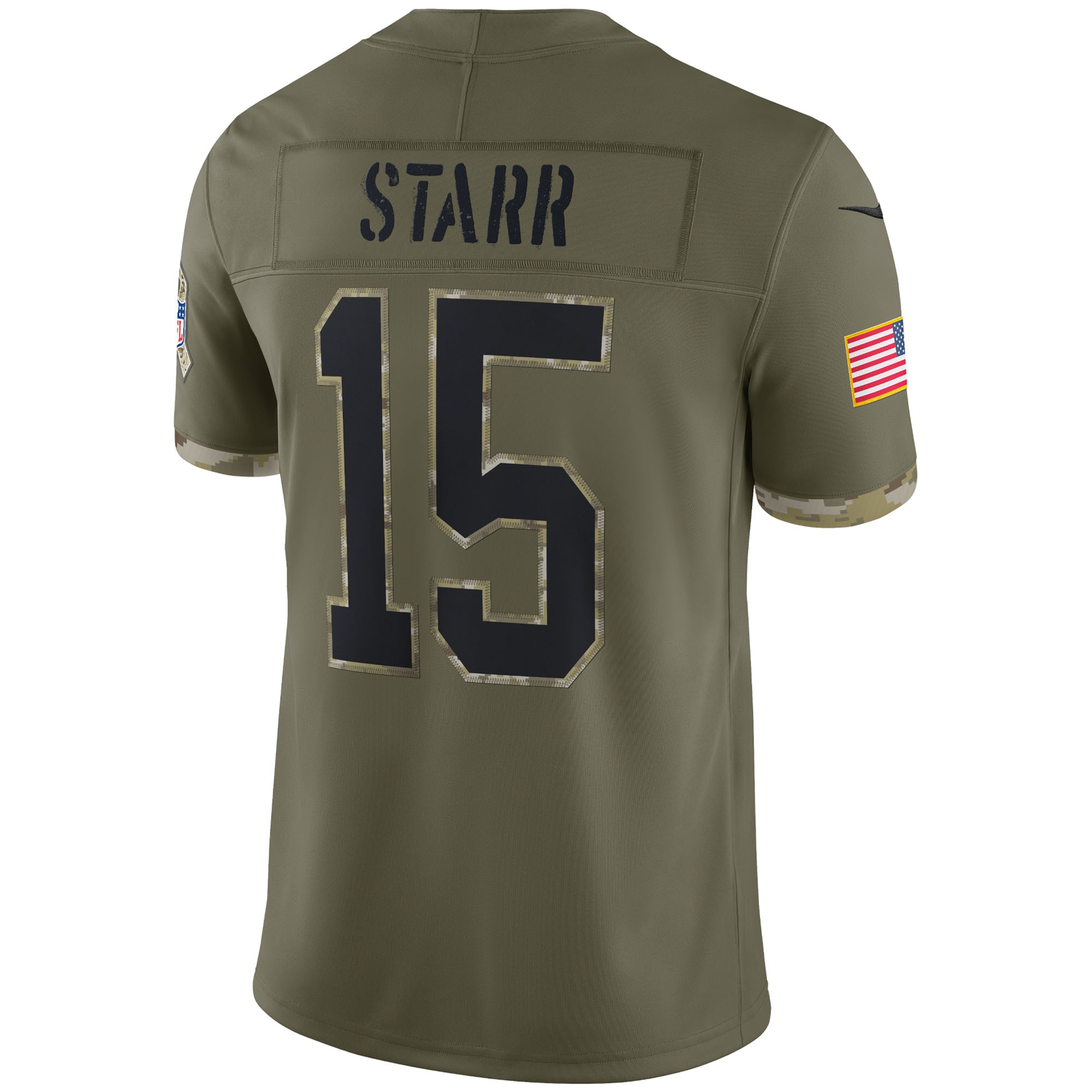 Men's Green Bay Packers Bart Starr Nike Olive 2022 Salute To Service Retired Player Limited Jersey