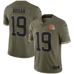 Men's Cleveland Browns Bernie Kosar Nike Olive 2022 Salute To Service Retired Player Limited Jersey