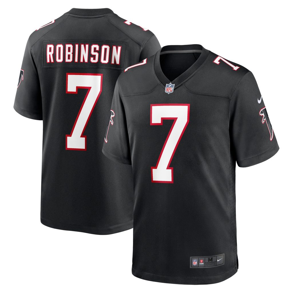 Men's Atlanta Falcons Bijan Robinson Nike Black 2023 NFL Draft First Round Pick Throwback Game Jersey