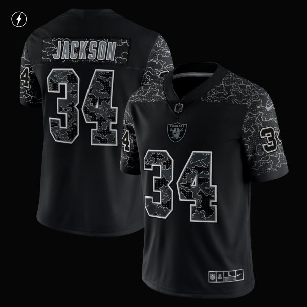 Men's Las Vegas Raiders Bo Jackson Nike Black Retired Player RFLCTV Limited Jersey