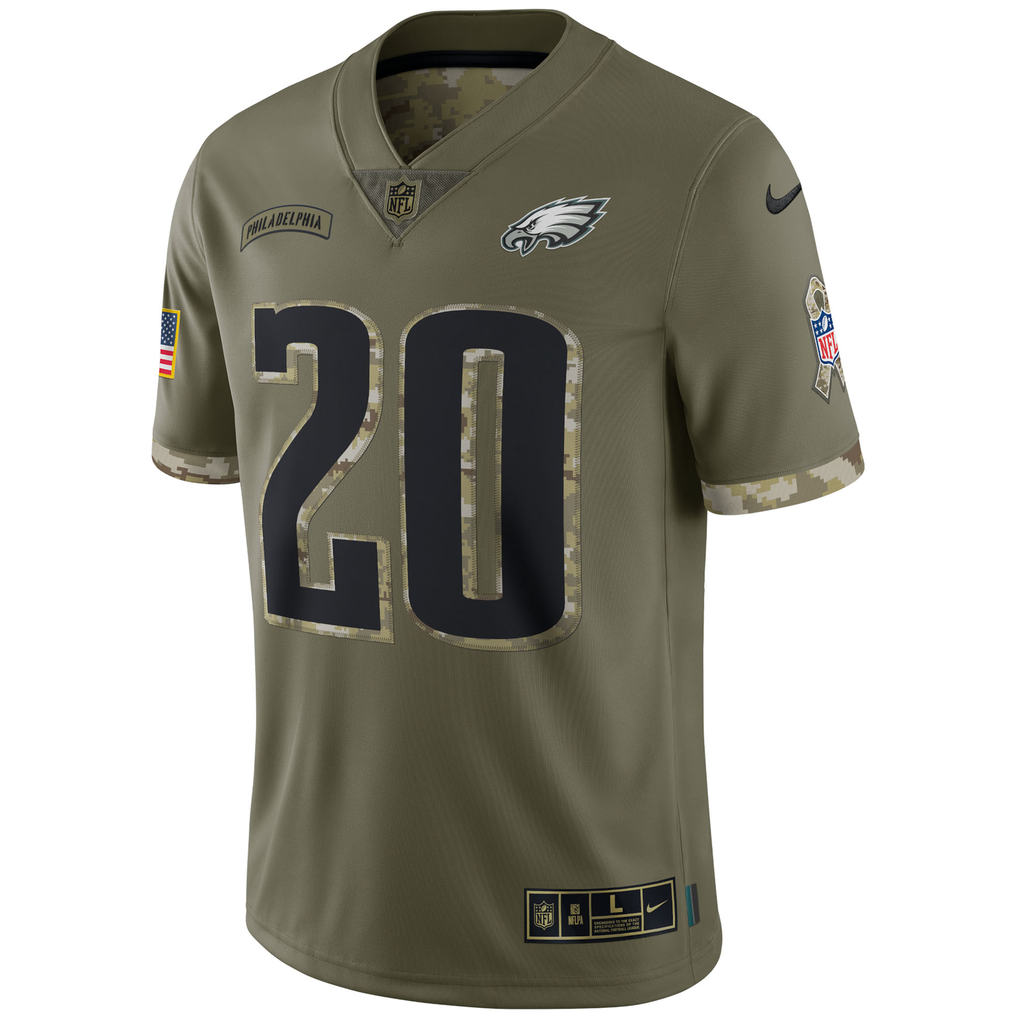 Men's Philadelphia Eagles Brian Dawkins Nike Olive 2022 Salute To Service Retired Player Limited Jersey