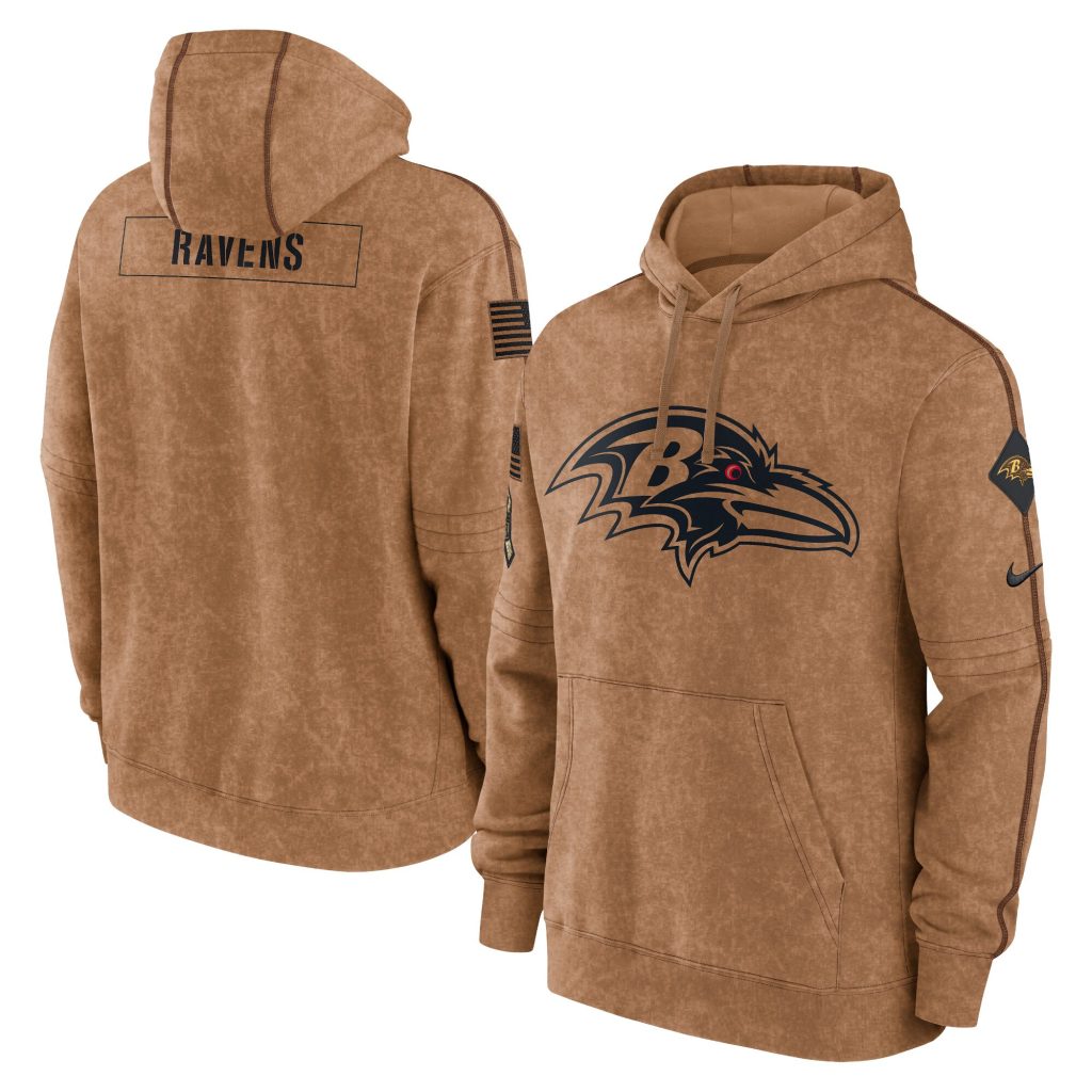 Baltimore Ravens Nike 2023 Salute To Service Club Pullover Hoodie - Brown