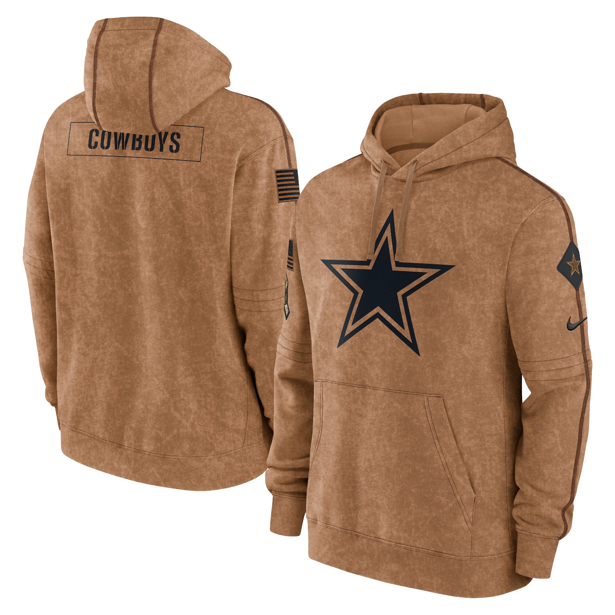 Dallas Cowboys Nike 2023 Salute To Service Club Pullover Hoodie Brown