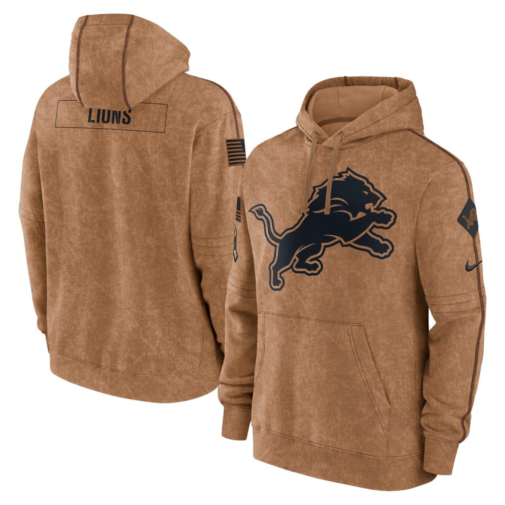 Detroit Lions Nike 2023 Salute To Service Club Pullover Hoodie - Brown