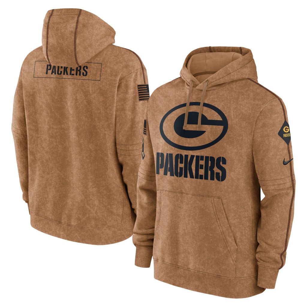 Green Bay Packers Nike 2023 Salute To Service Club Pullover Hoodie - Brown