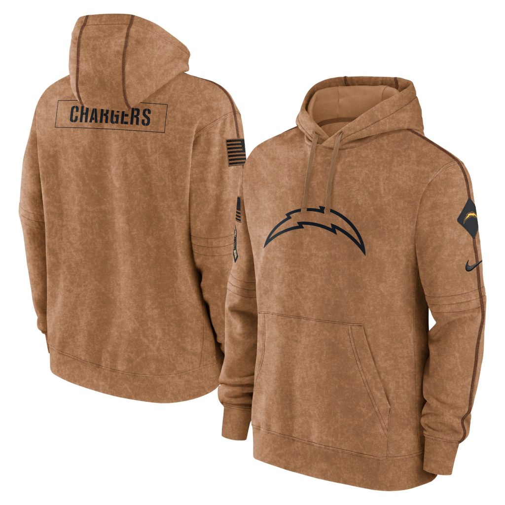 Los Angeles Chargers Nike 2023 Salute To Service Club Pullover Hoodie - Brown