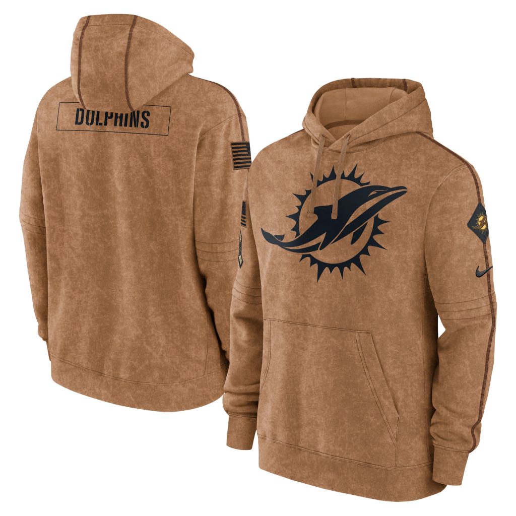 Miami Dolphins Nike 2023 Salute To Service Club Pullover Hoodie - Brown