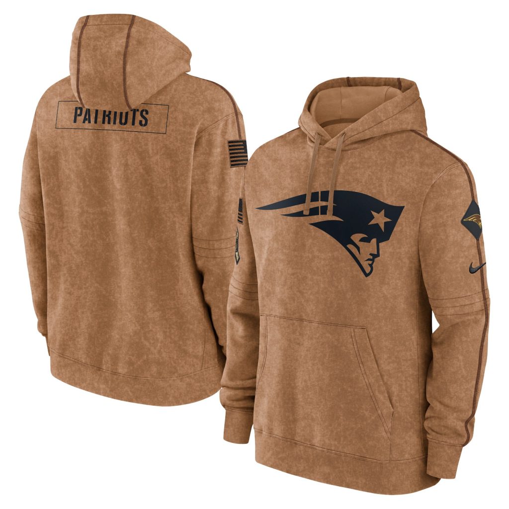 New England Patriots Nike 2023 Salute To Service Club Pullover Hoodie - Brown