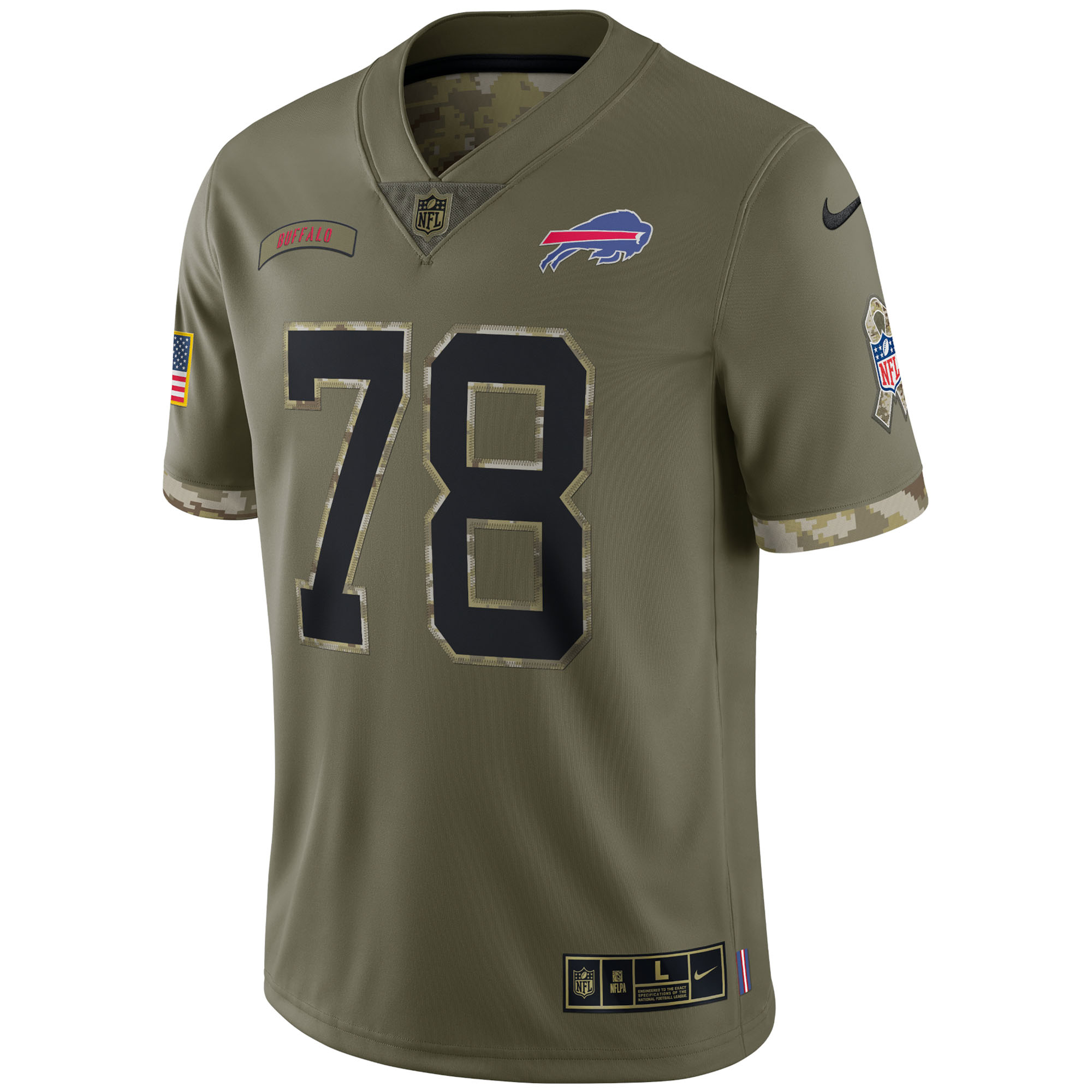 Men's Buffalo Bills Bruce Smith Nike Olive 2022 Salute To Service Retired Player Limited Jersey