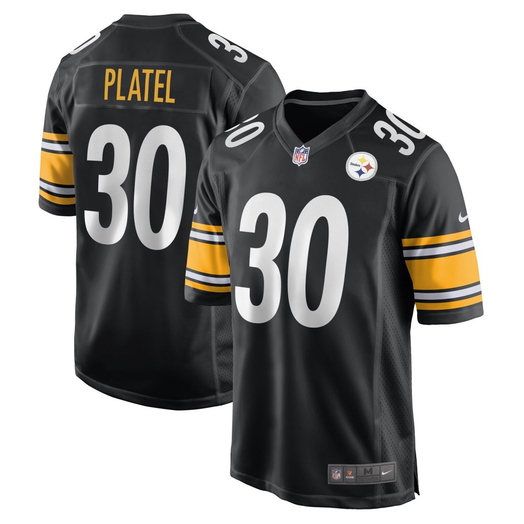 Men's Pittsburgh Steelers Carlins Platel Nike Black Game Player Jersey