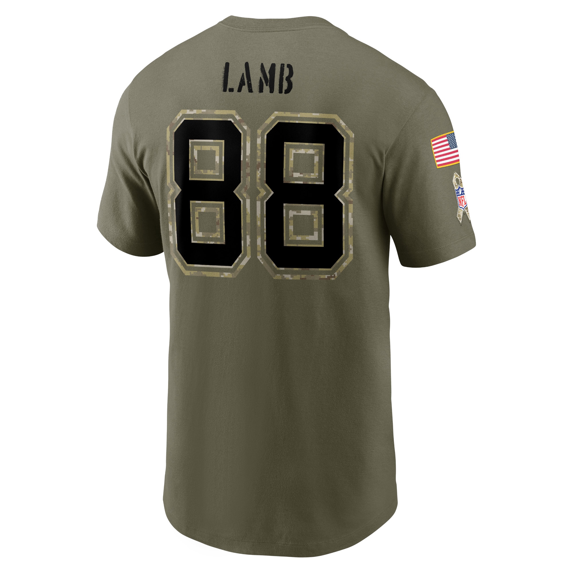 Men's Dallas Cowboys CeeDee Lamb Nike Olive 2022 Salute To Service Name & Number T-Shirt