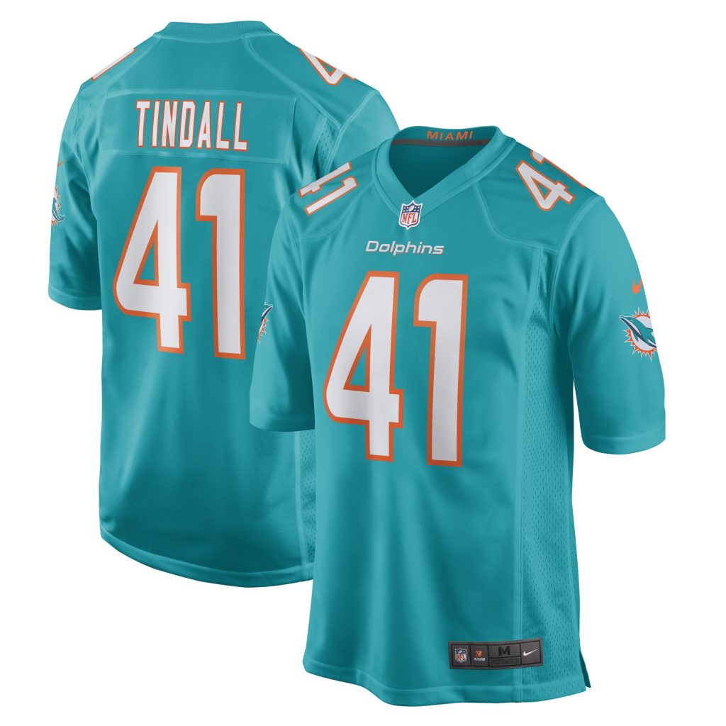 Men's Miami Dolphins Channing Tindall Nike Aqua Game Player Jersey
