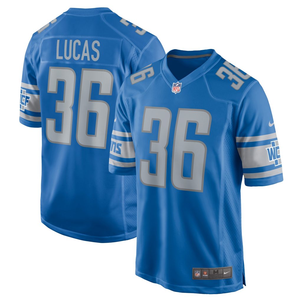Men's Detroit Lions Chase Lucas Nike Blue Player Game Jersey