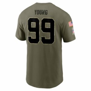 Men's Washington Commanders Chase Young Nike Olive 2022 Salute To Service Name & Number T-Shirt