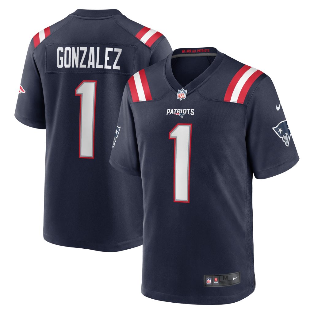 Men's New England Patriots Christian Gonzalez Nike Navy 2023 NFL Draft First Round Pick Game Jersey