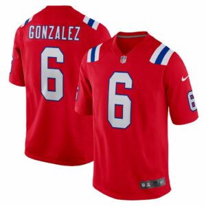 Christian Gonzalez New England Patriots Nike Alternate Team Game Jersey - Red