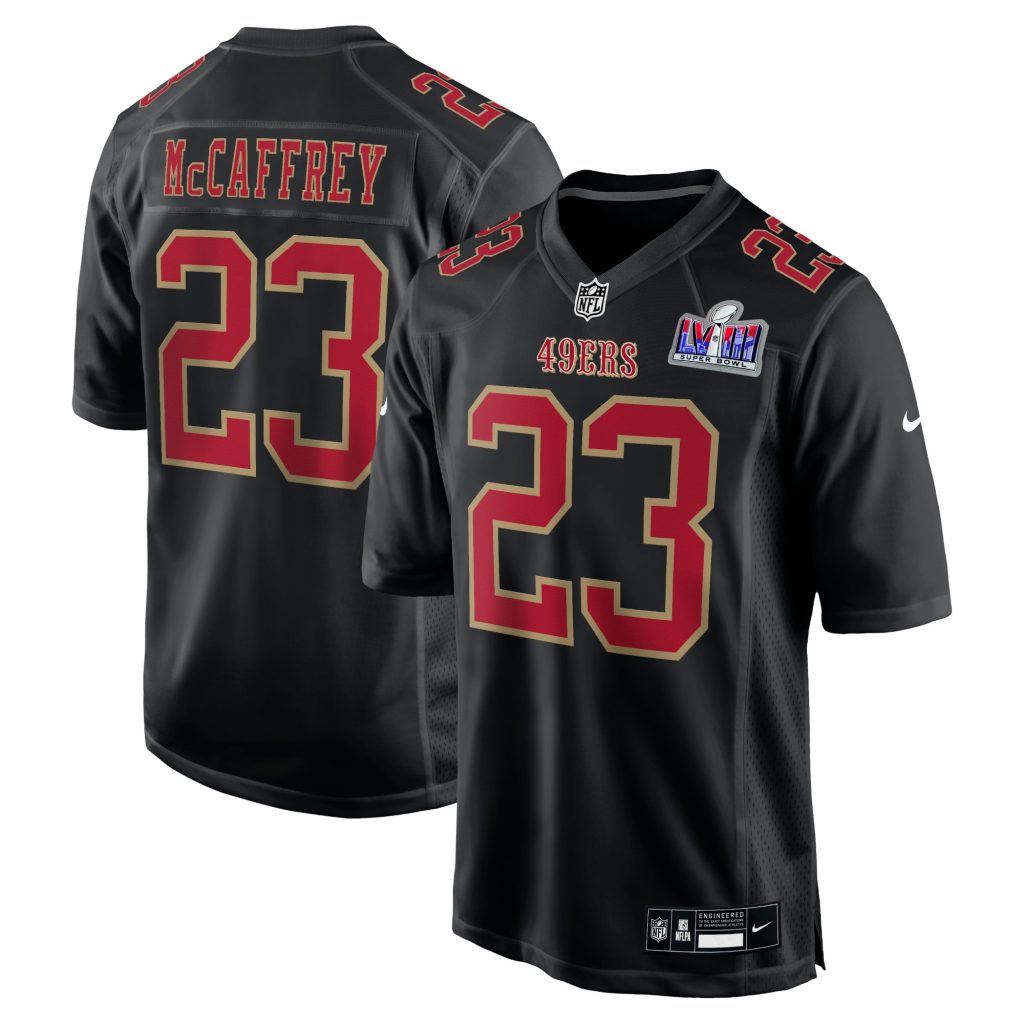 Christian McCaffrey San Francisco 49ers Nike Super Bowl LVIII Carbon Fashion Game Player Jersey - Black