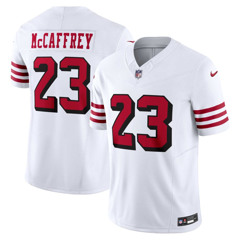 Men's San Francisco 49ers Christian McCaffrey Nike White Alternate Vapor F.U.S.E. Limited Jersey