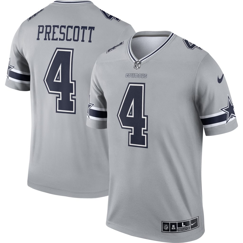Men's Dallas Cowboys Dak Prescott Nike Gray Inverted Legend Jersey