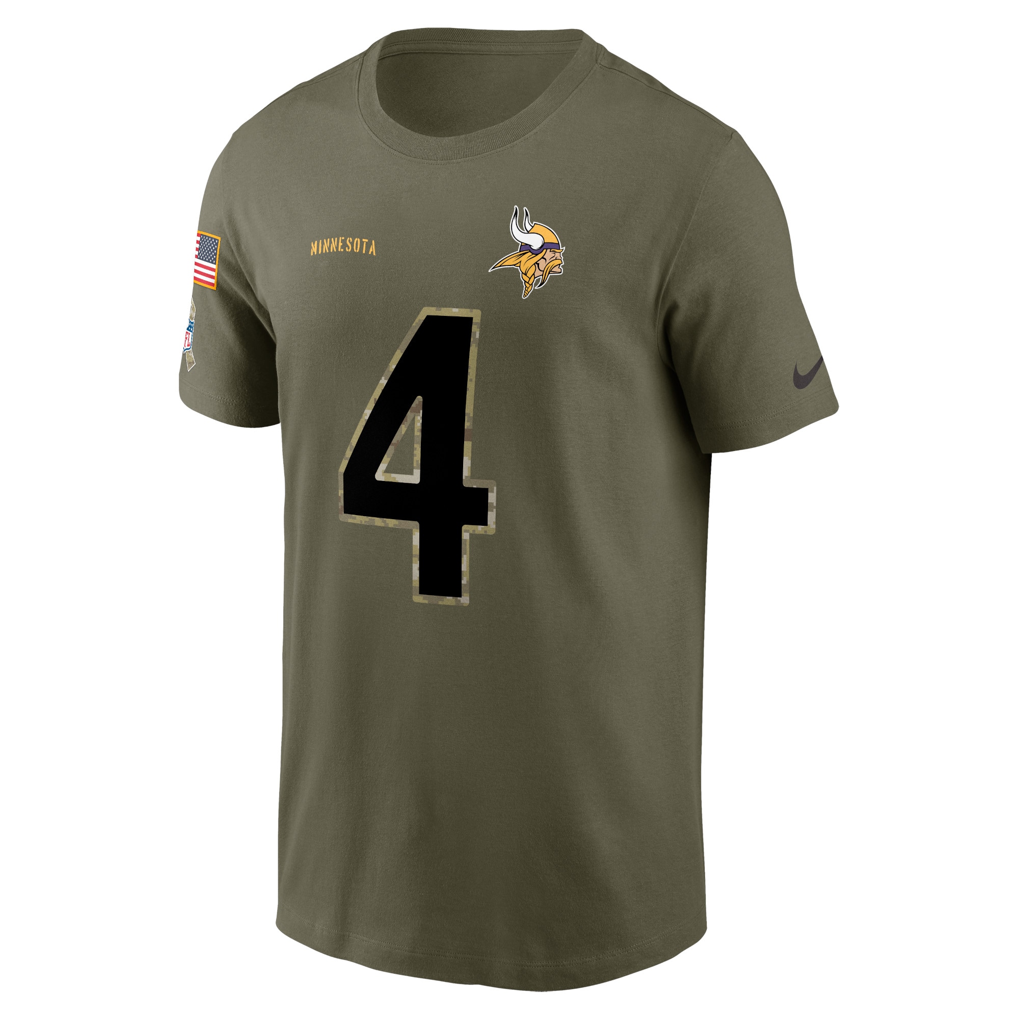 Men's Minnesota Vikings Dalvin Cook Nike Olive 2022 Salute To Service Name & Number T-Shirt