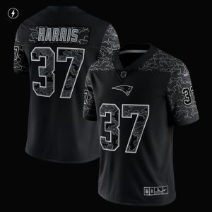 Men's New England Patriots Damien Harris Nike Black RFLCTV Limited Jersey