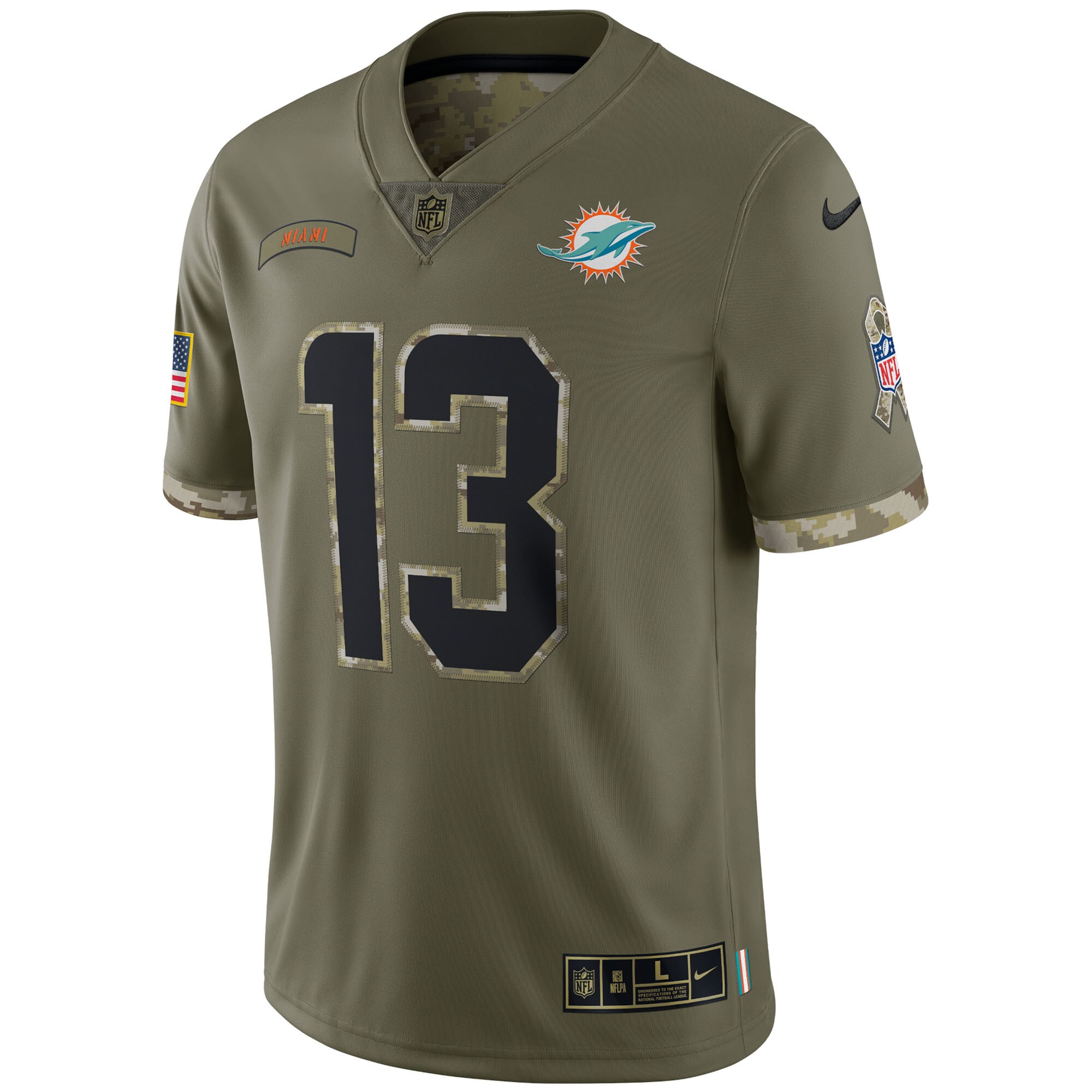 Men's Miami Dolphins Dan Marino Nike Olive 2022 Salute To Service Retired Player Limited Jersey