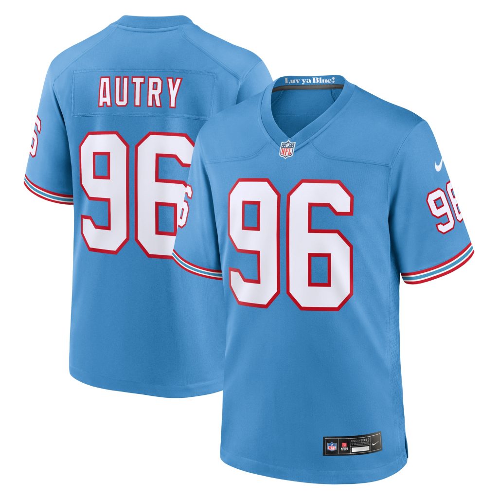 Denico Autry Tennessee Titans Nike Oilers Throwback Player Game Jersey - Light Blue