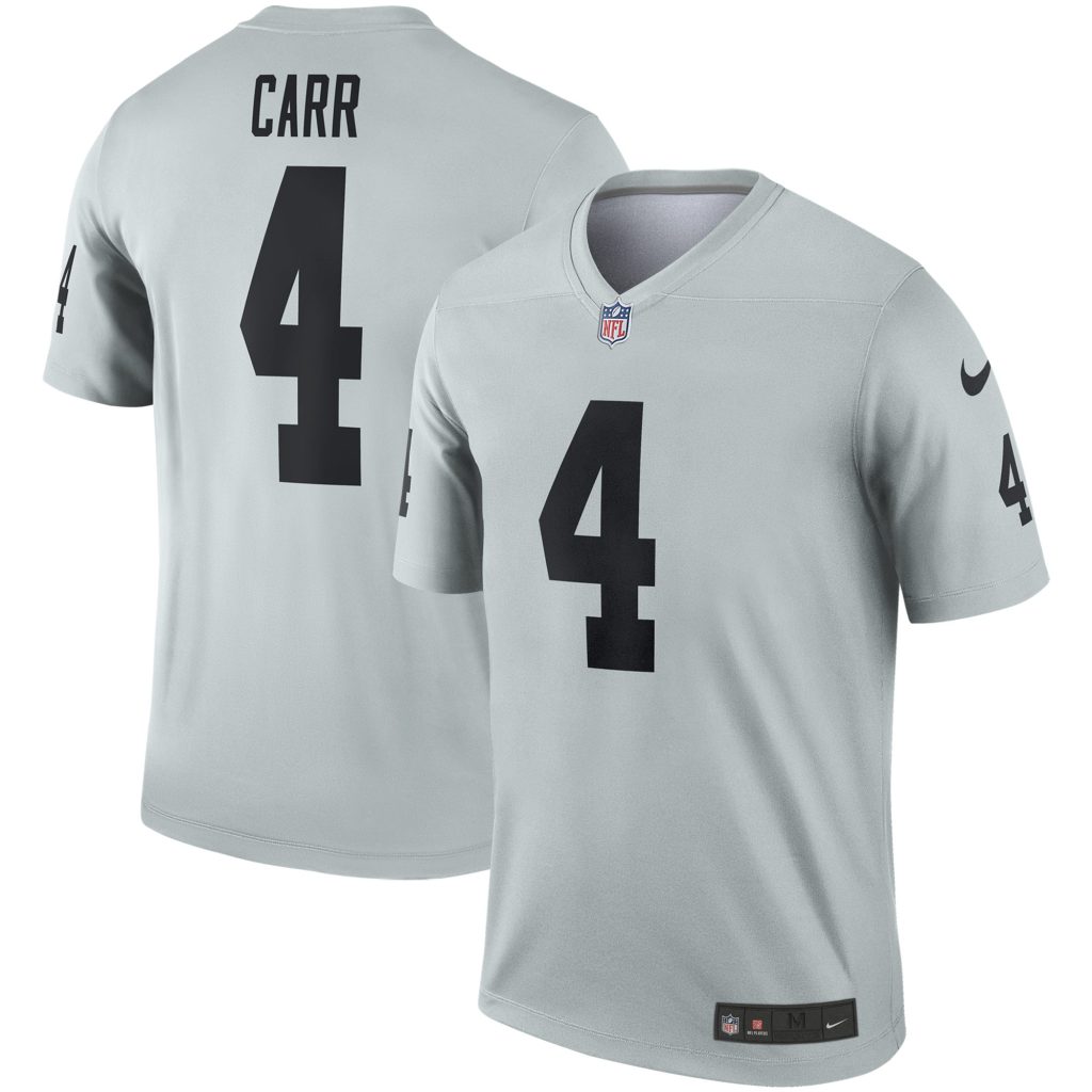 Men's Nike Derek Carr Silver Las Vegas Raiders Inverted Legend Jersey