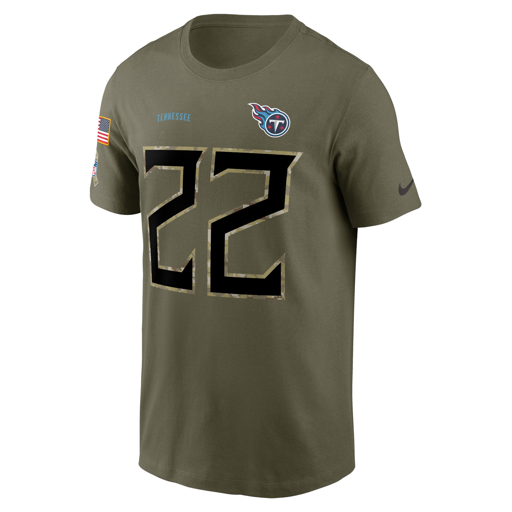 Men's Tennessee Titans Derrick Henry Nike Olive 2022 Salute To Service Name & Number T-Shirt