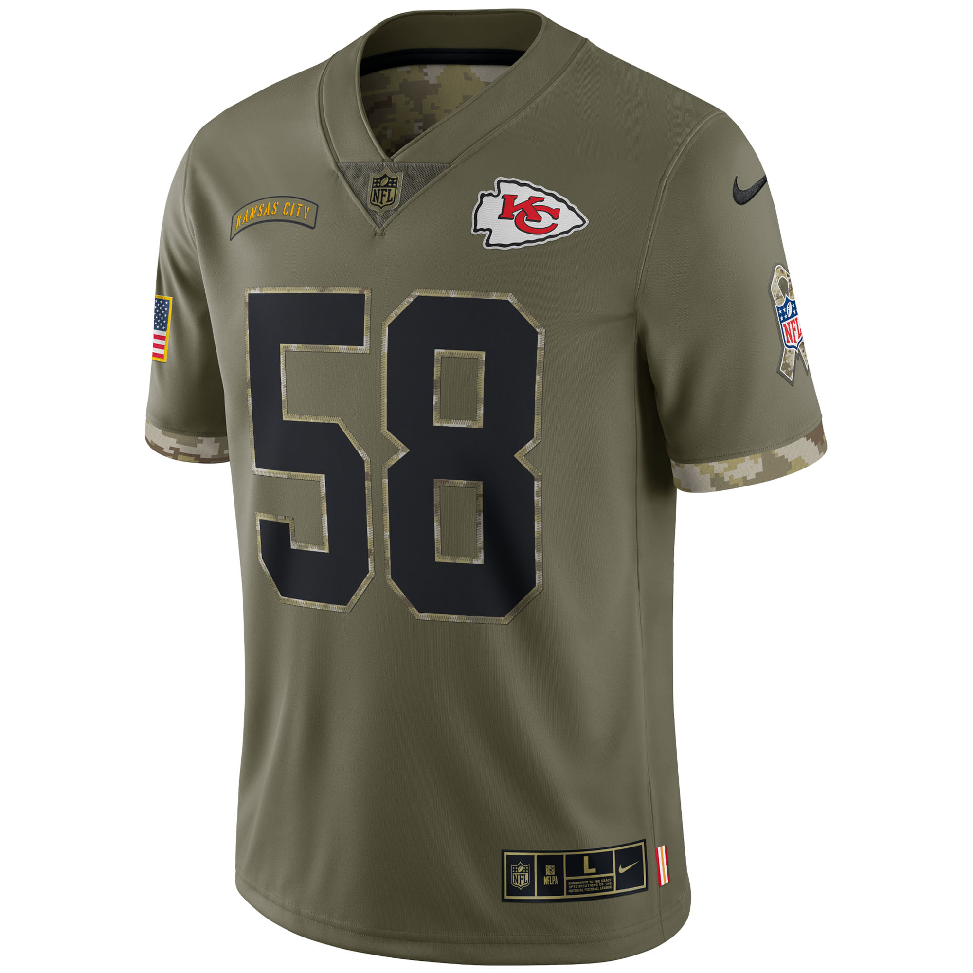Men's Kansas City Chiefs Derrick Thomas Nike Olive 2022 Salute To Service Retired Player Limited Jersey