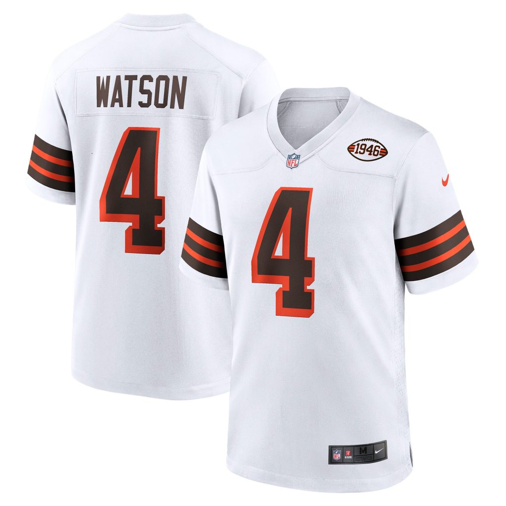 Men's Cleveland Browns Deshaun Watson Nike White Alternate Game Jersey