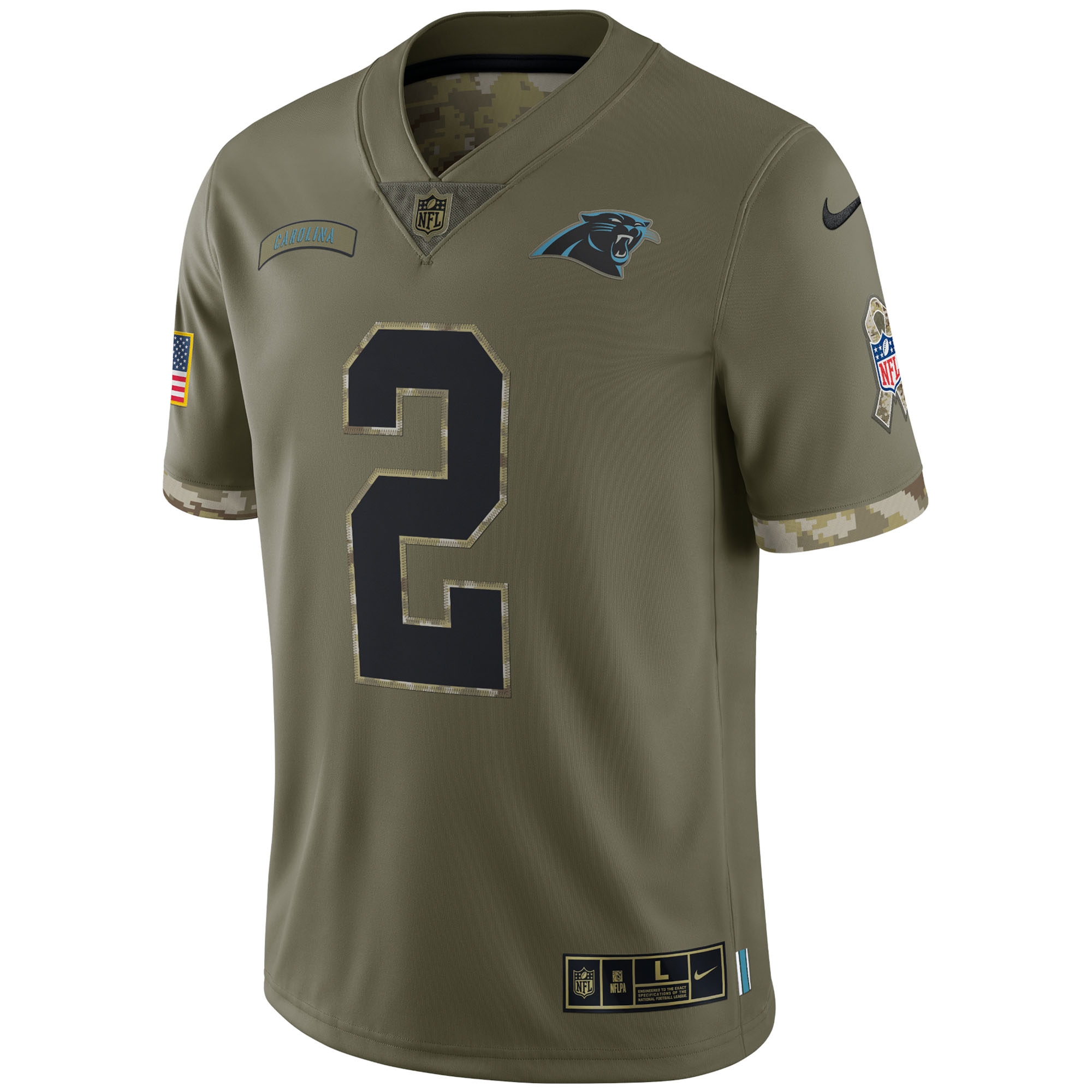 Men's Carolina Panthers D.J. Moore Nike Olive 2022 Salute To Service Limited Jersey