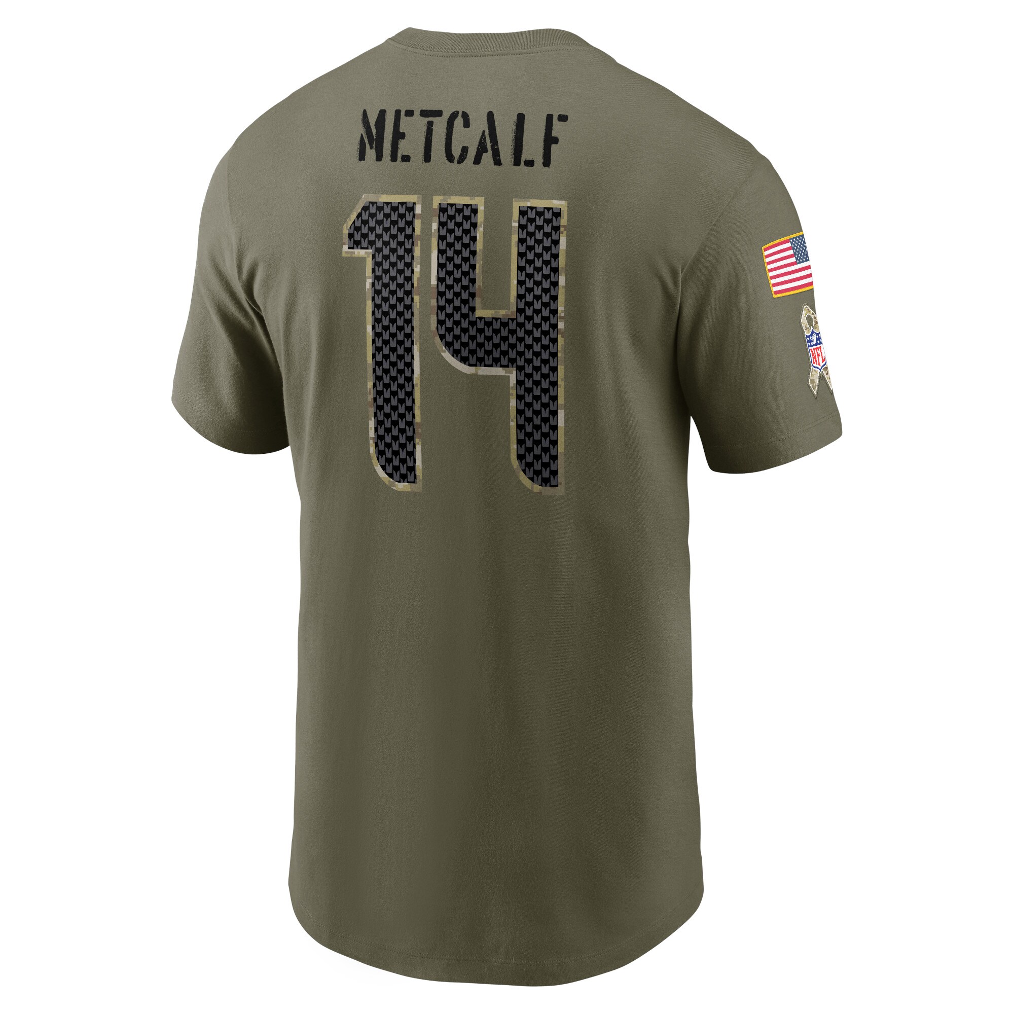 Men's Seattle Seahawks DK Metcalf Nike Olive 2022 Salute To Service Name & Number T-Shirt