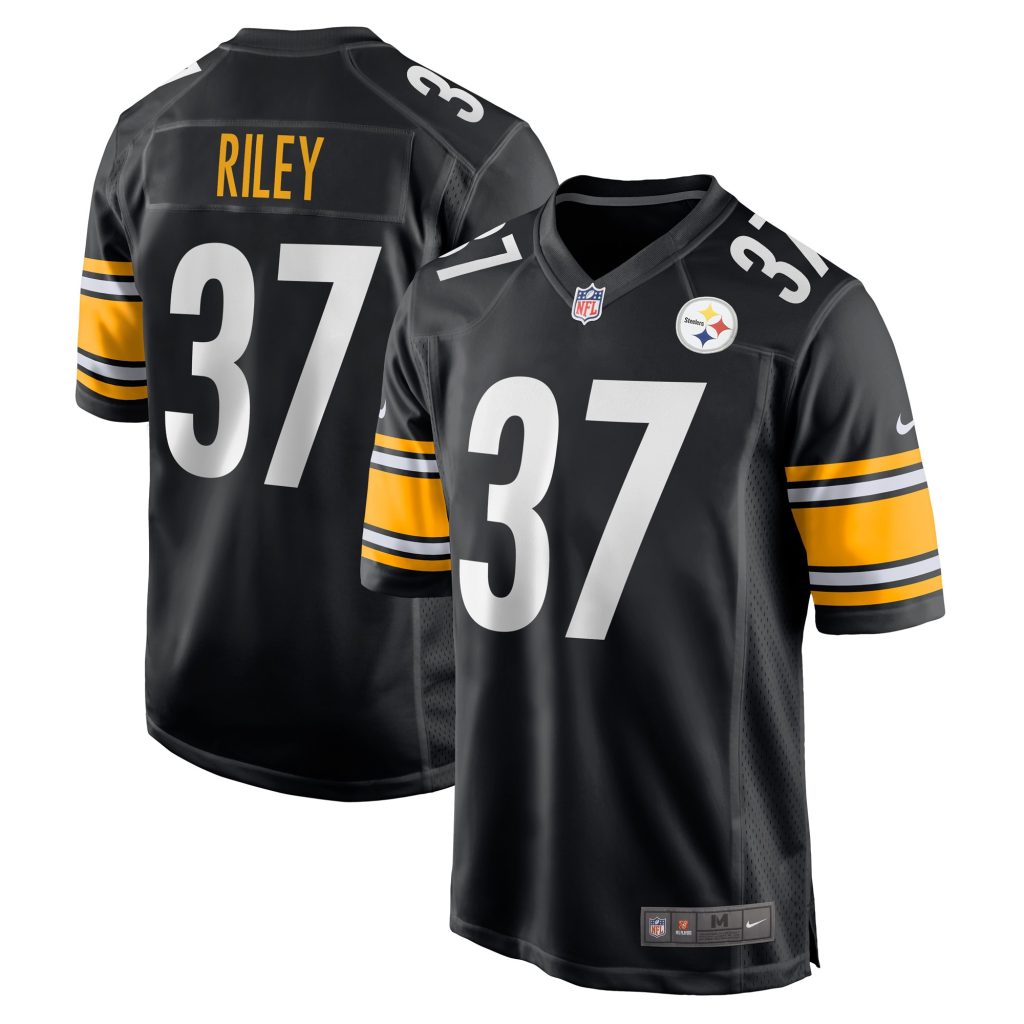Men's Pittsburgh Steelers Elijah Riley Nike Black Game Player Jersey