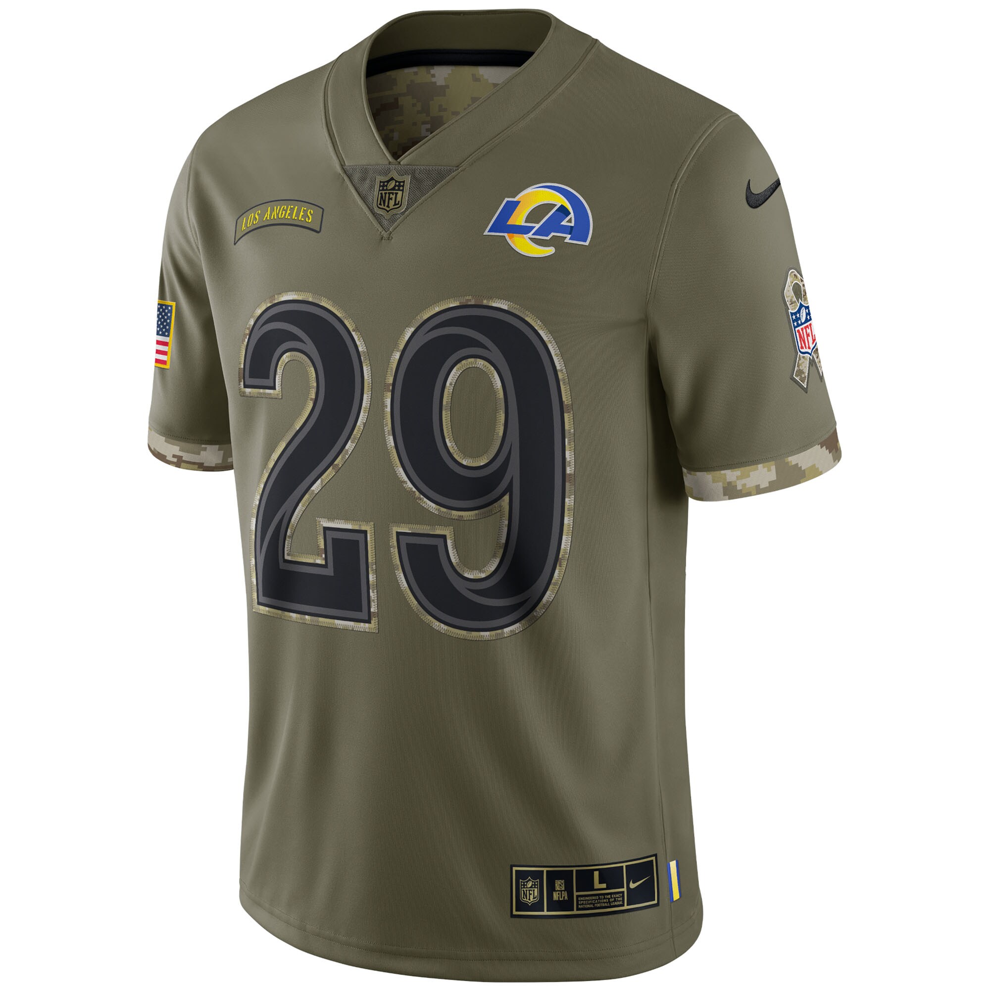Men's Los Angeles Rams Eric Dickerson Nike Olive 2022 Salute To Service Retired Player Limited Jersey
