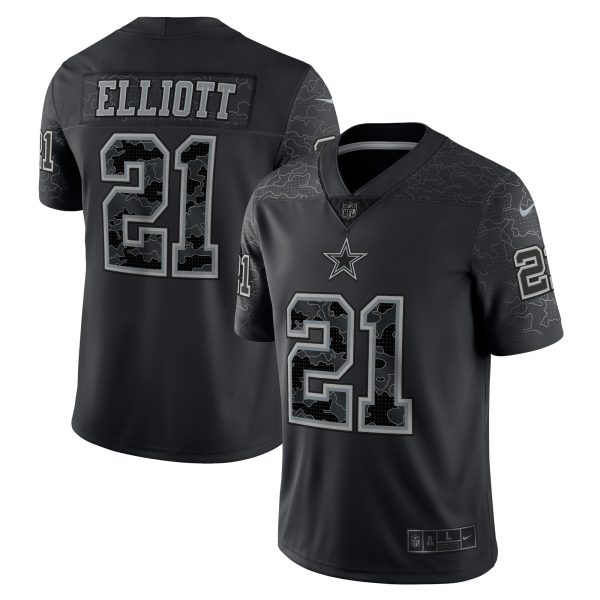 Men's Dallas Cowboys Ezekiel Elliott Nike Black RFLCTV Limited Jersey